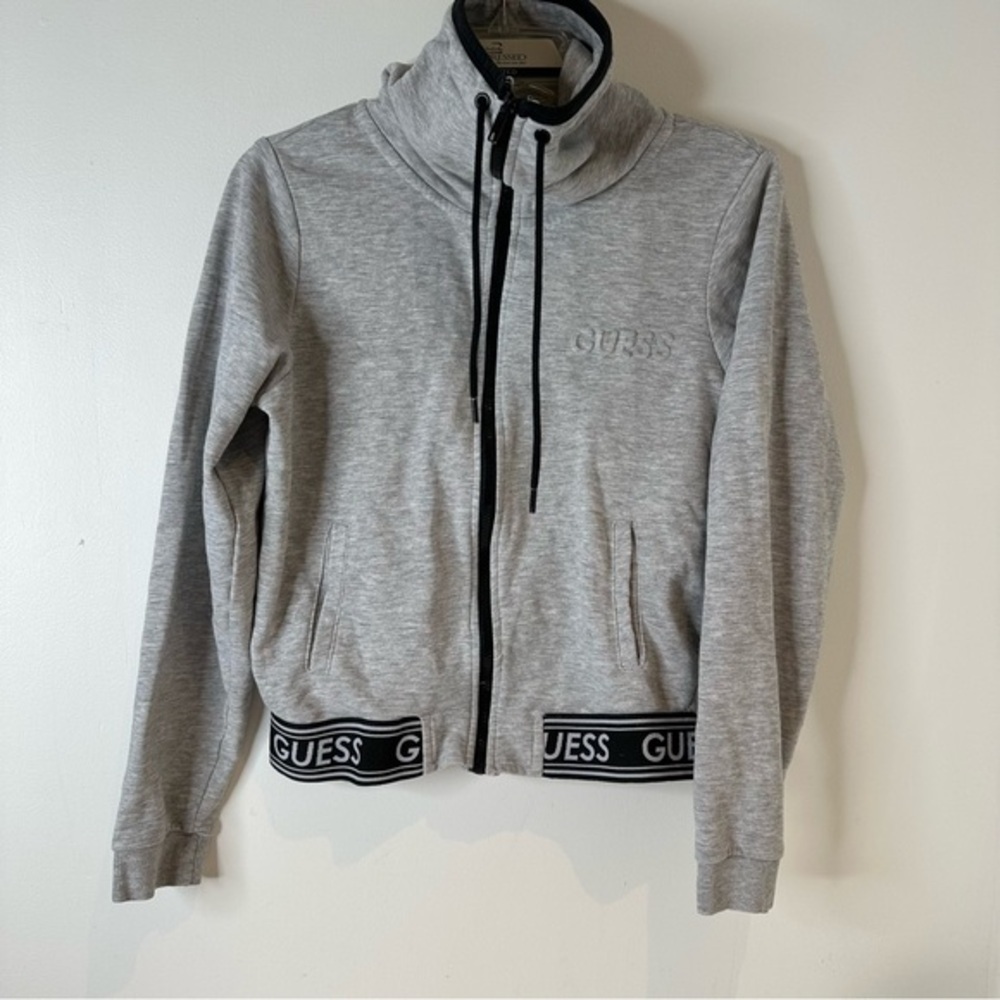 Guess Grey full zip cropped Top